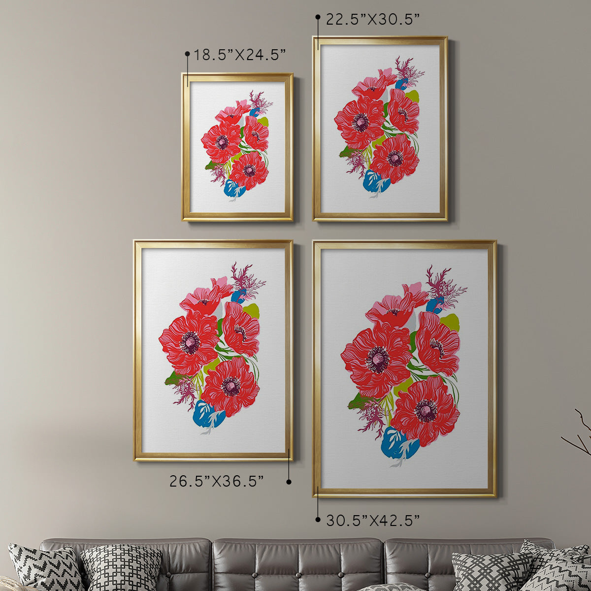 Brilliant Poppies I - Modern Framed Canvas Print