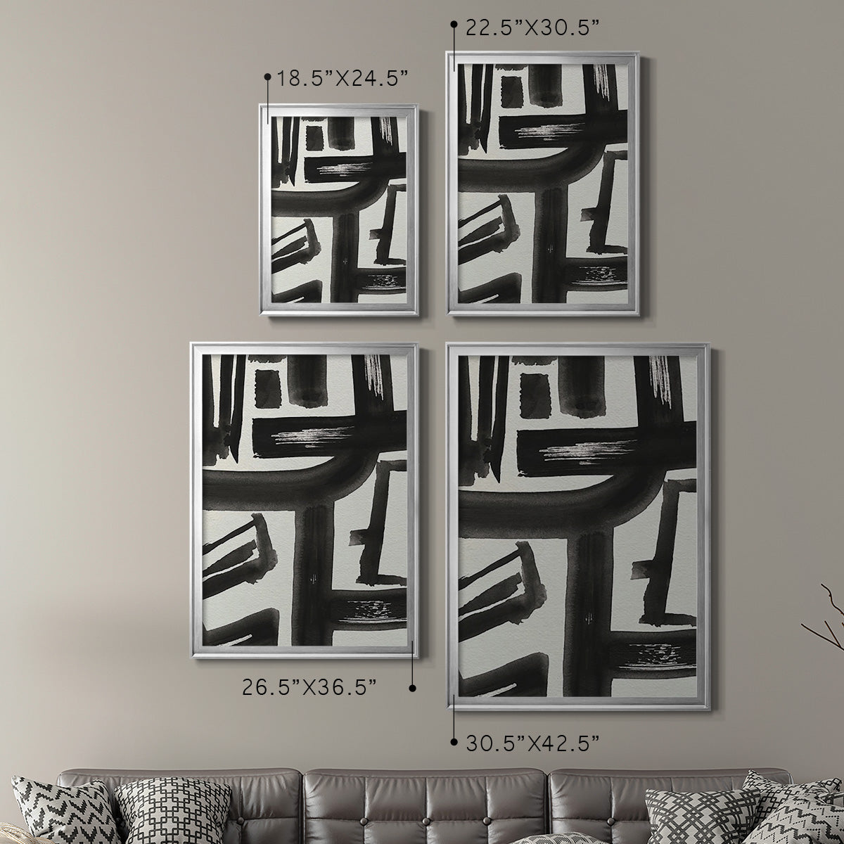 Inkwell Intersect II - Modern Framed Canvas Print