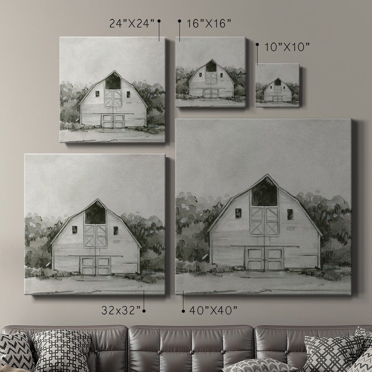 Solemn Barn Sketch III-Premium Gallery Wrapped Canvas - Ready to Hang