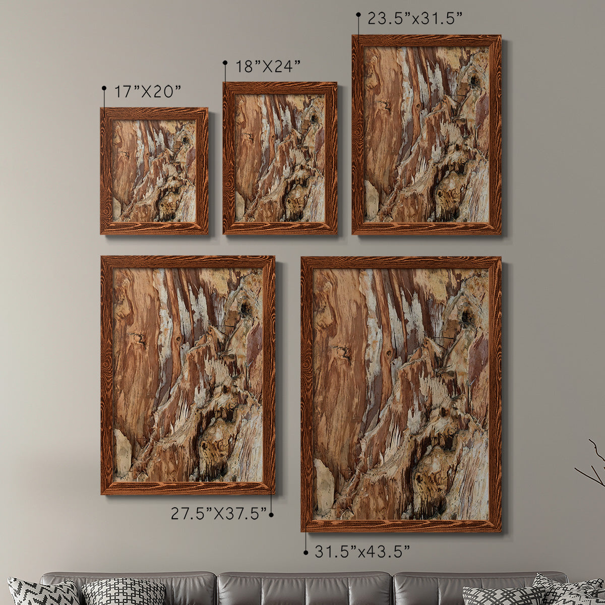 Tree Texture Triptych I - Premium Framed Canvas 2 Piece Set - Ready to Hang