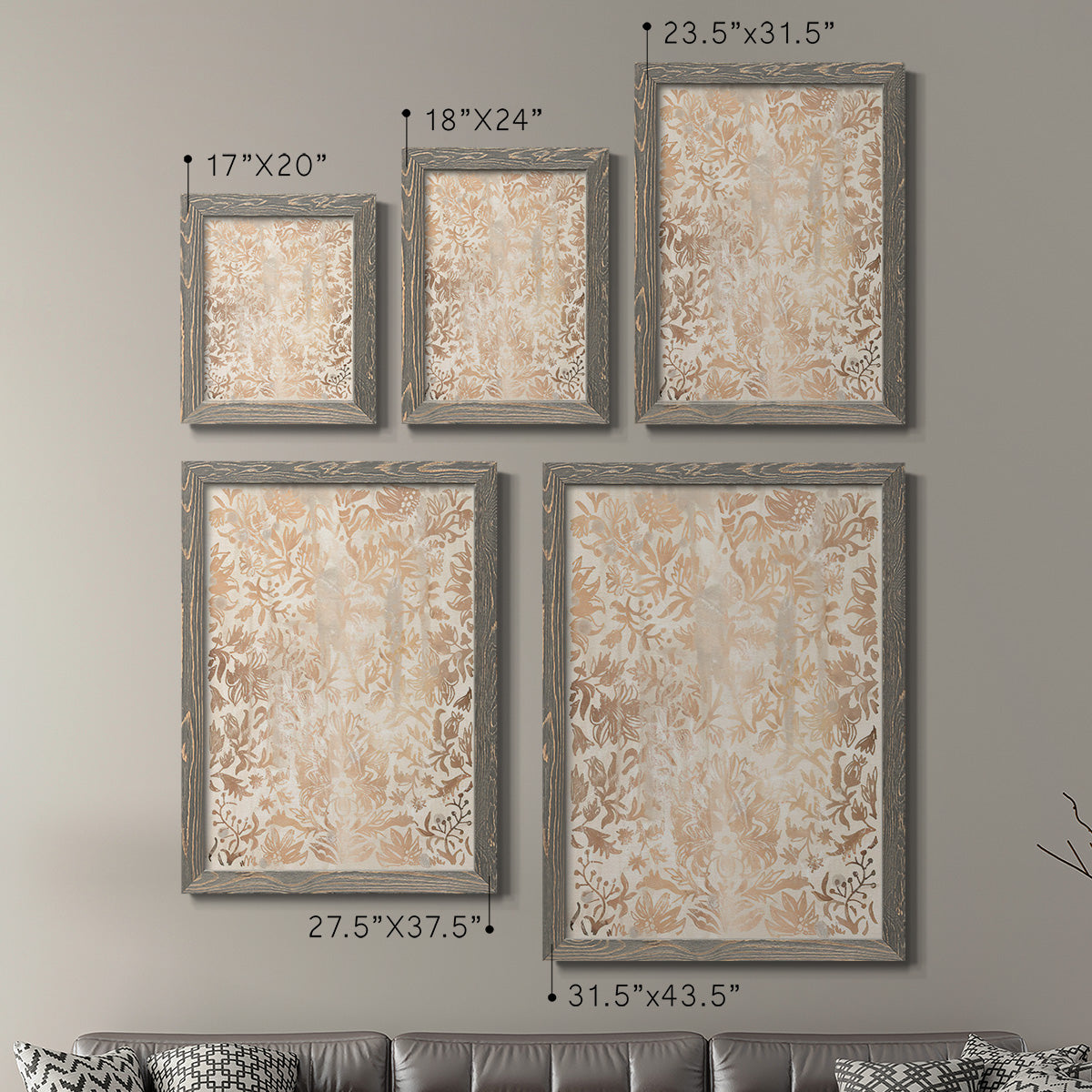 Walnut Damask I - Premium Framed Canvas 2 Piece Set - Ready to Hang