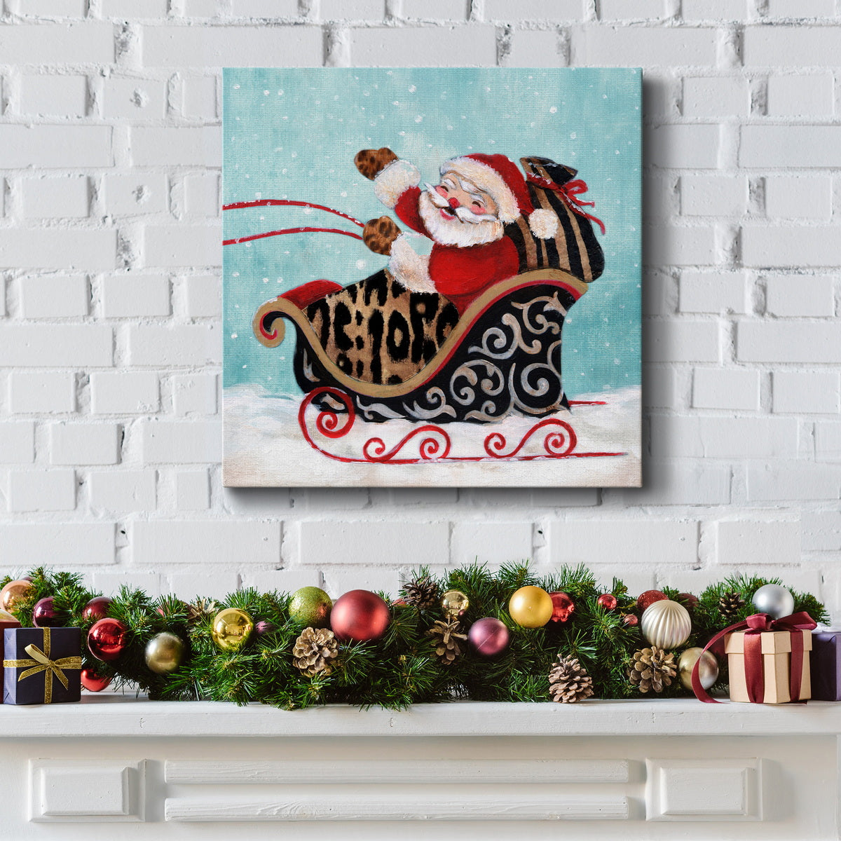 Santa And His Sleigh-Premium Gallery Wrapped Canvas - Ready to Hang