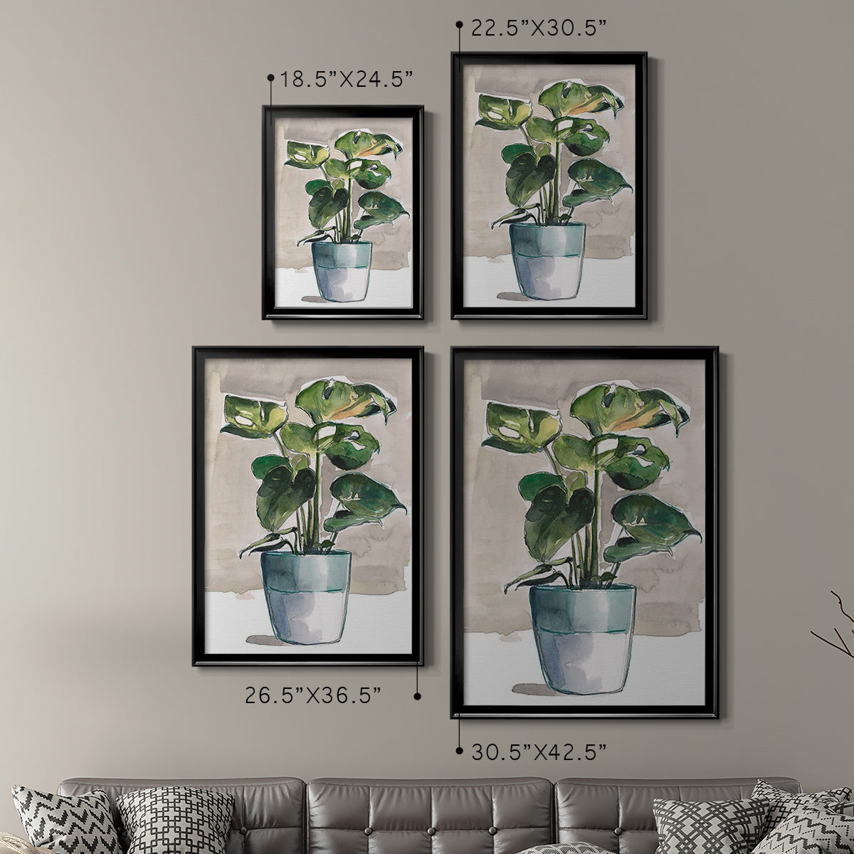 Potted Houseplant II - Modern Framed Canvas Print