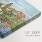 Canvas art print of colorful sailboats racing across river under bright sky, highlighting texture and gallery-wrapped edges