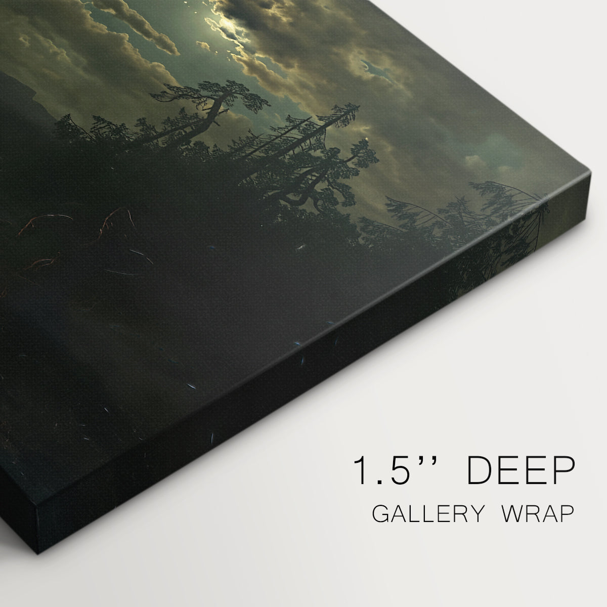 Canvas art print of figures fishing with spears from boat on calm lake at dusk, highlighting texture and gallery-wrapped edges
