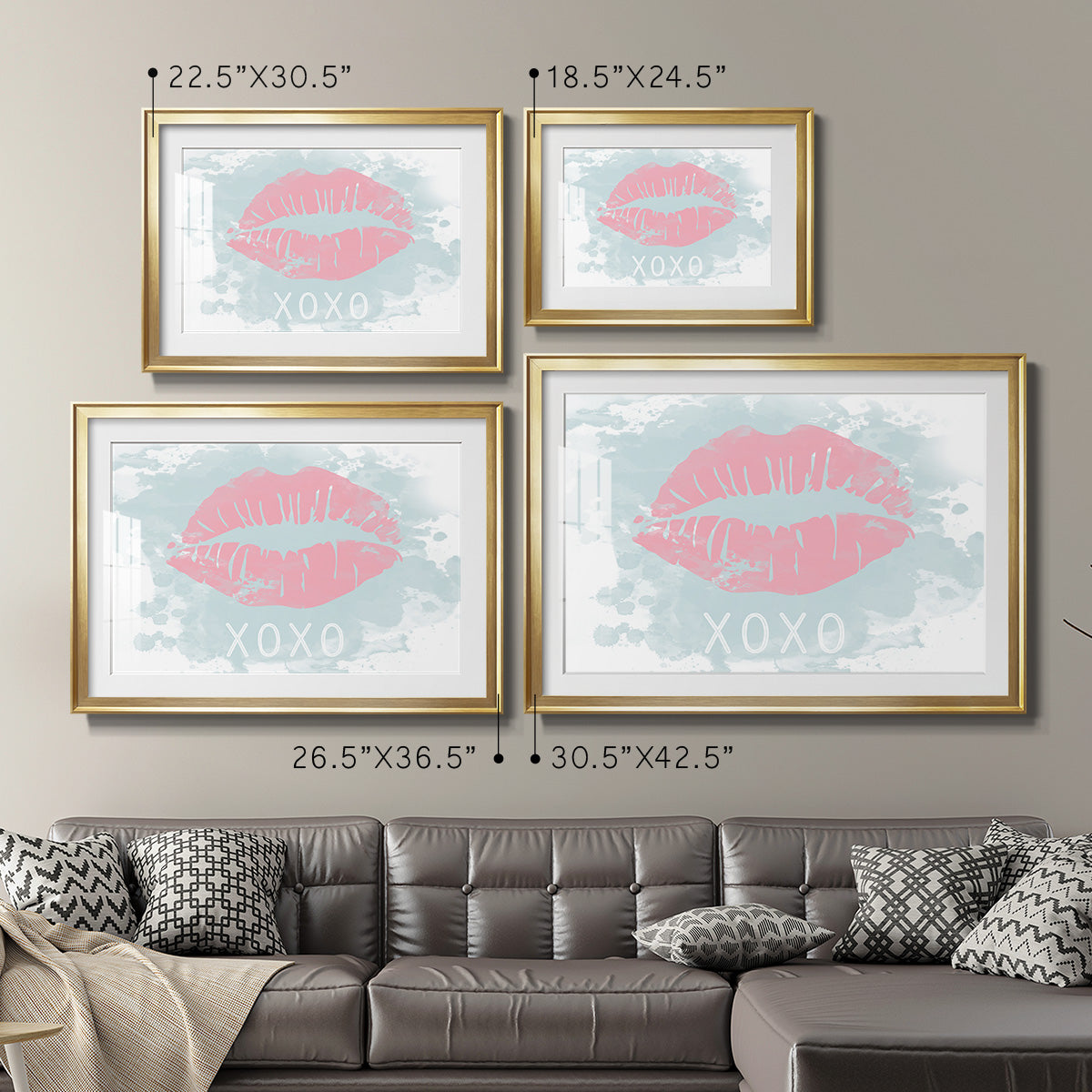 XOXO in Color - Modern Framed Art Print