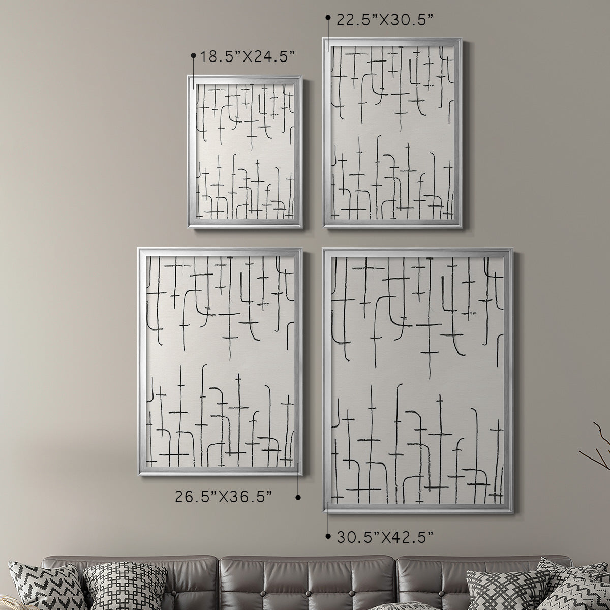 Vertical Arrangement I - Modern Framed Canvas Print
