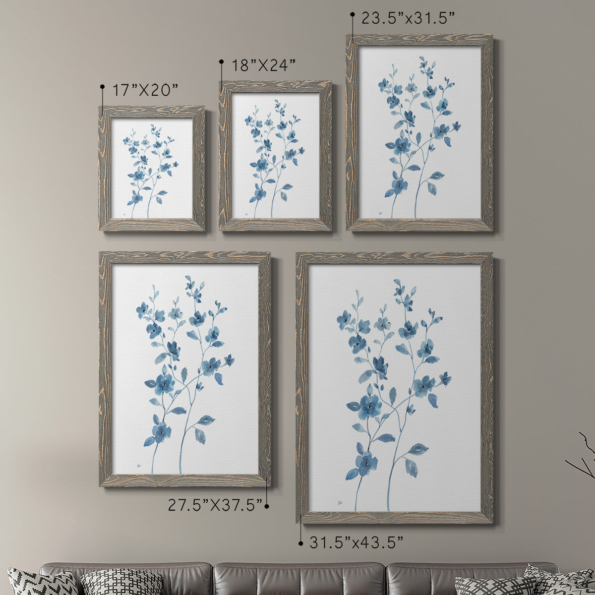 Blue Blossom I - Premium Framed Canvas 2 Piece Set - Ready to Hang