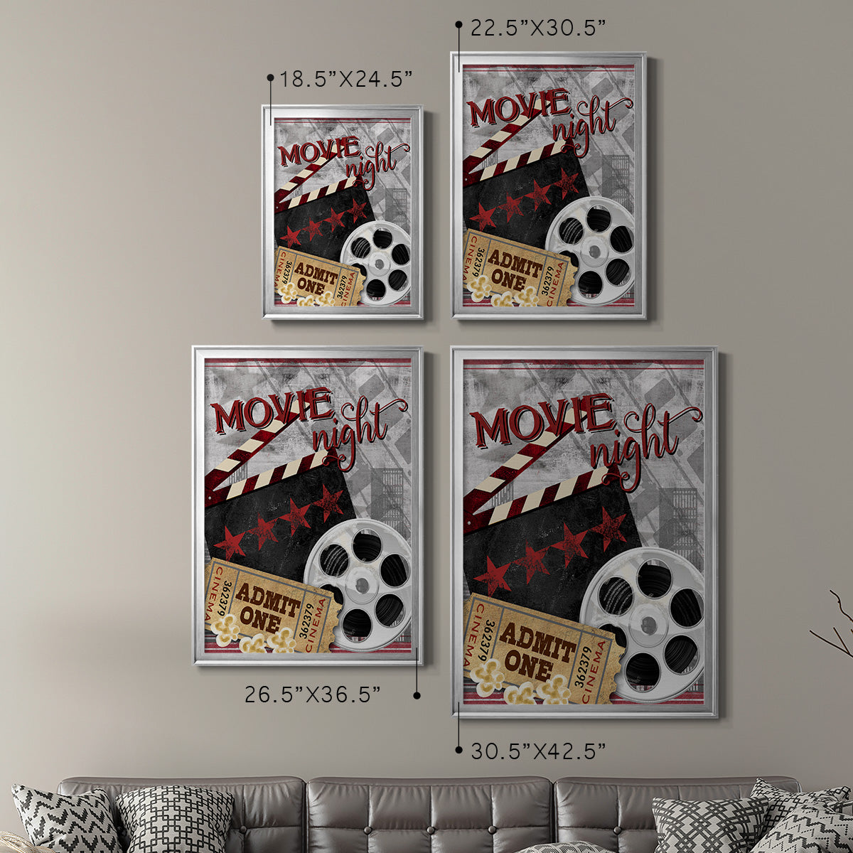 Movie Night II - Modern Framed Canvas Print