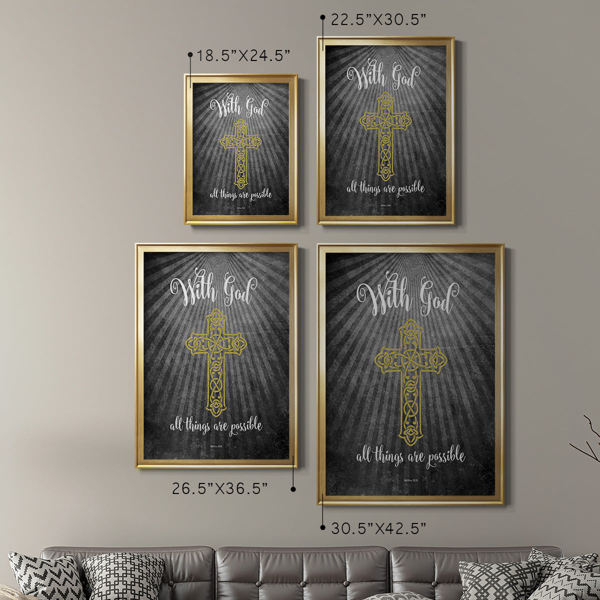 With God Gold - Modern Framed Canvas Print