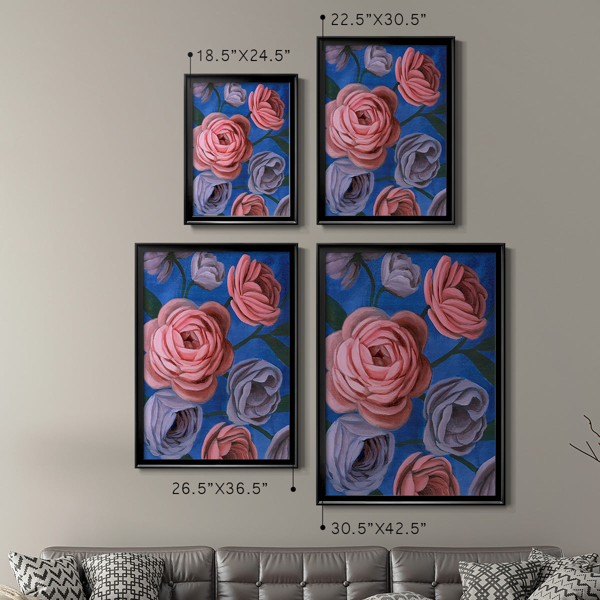 Layered Petals II - Modern Framed Canvas Print