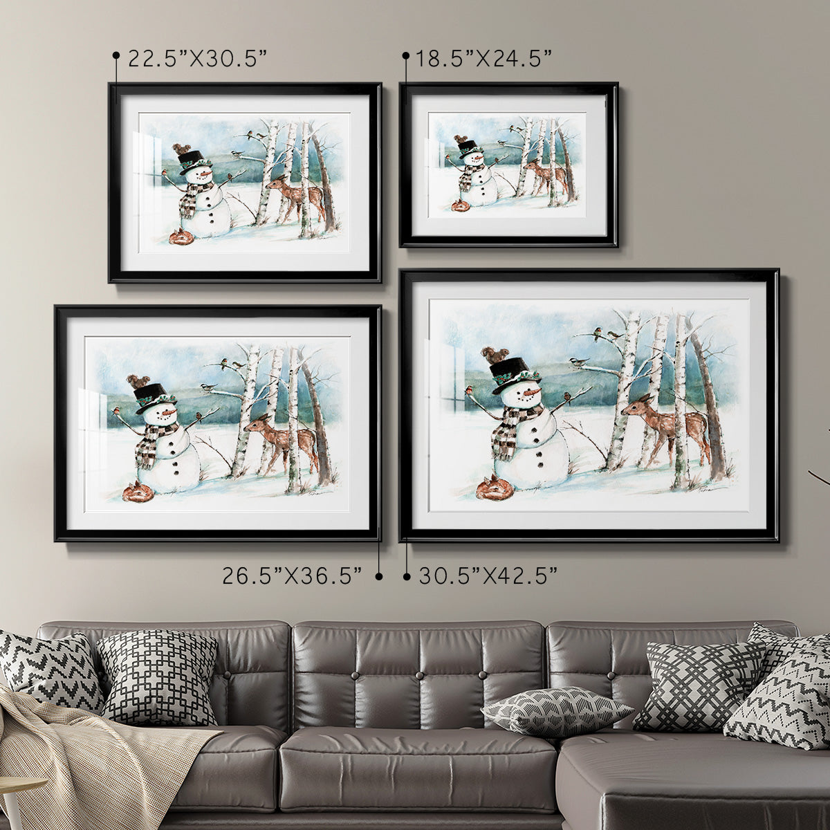 Snow Friends - Modern Framed Art Print