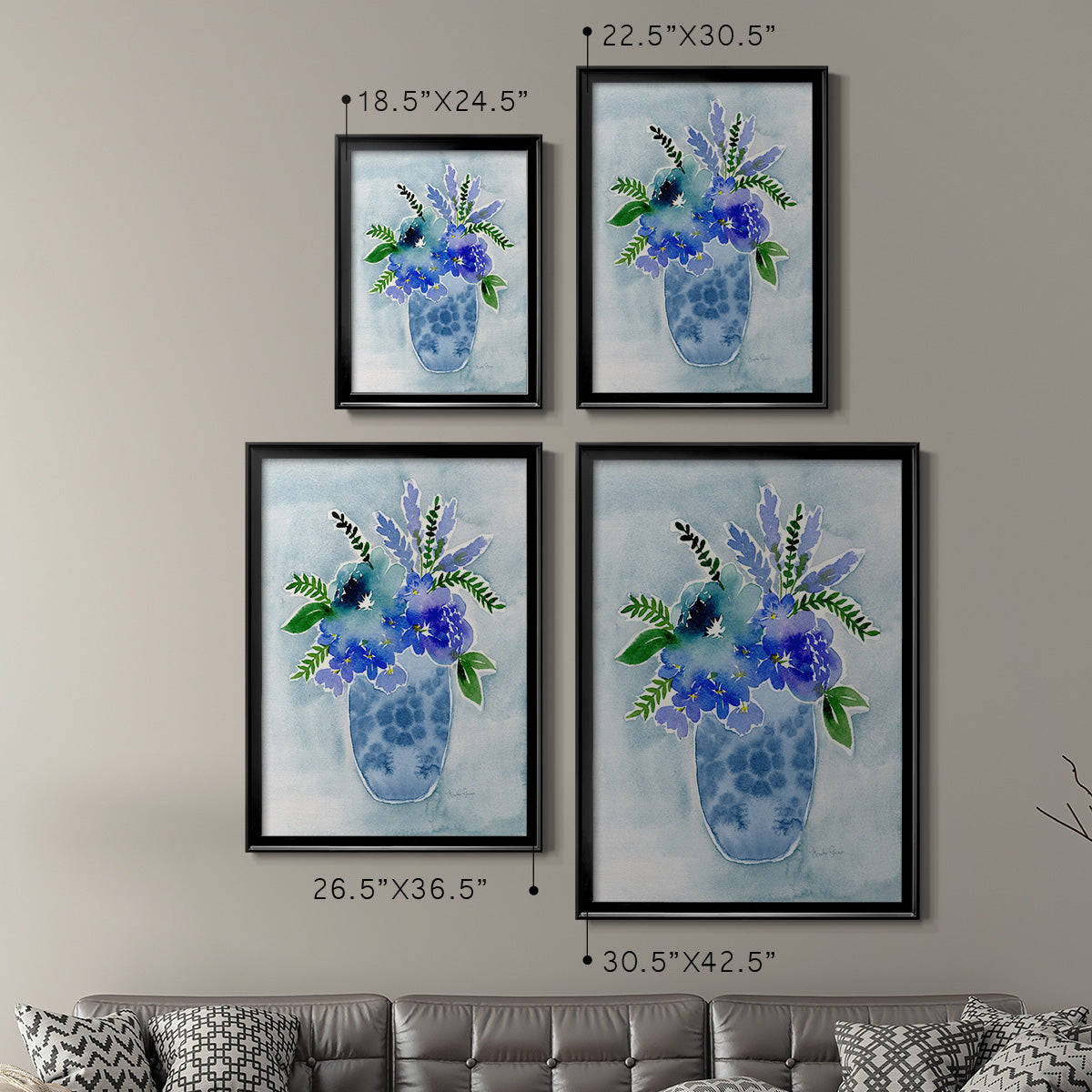 Blue Bouquet I - Modern Framed Canvas Print