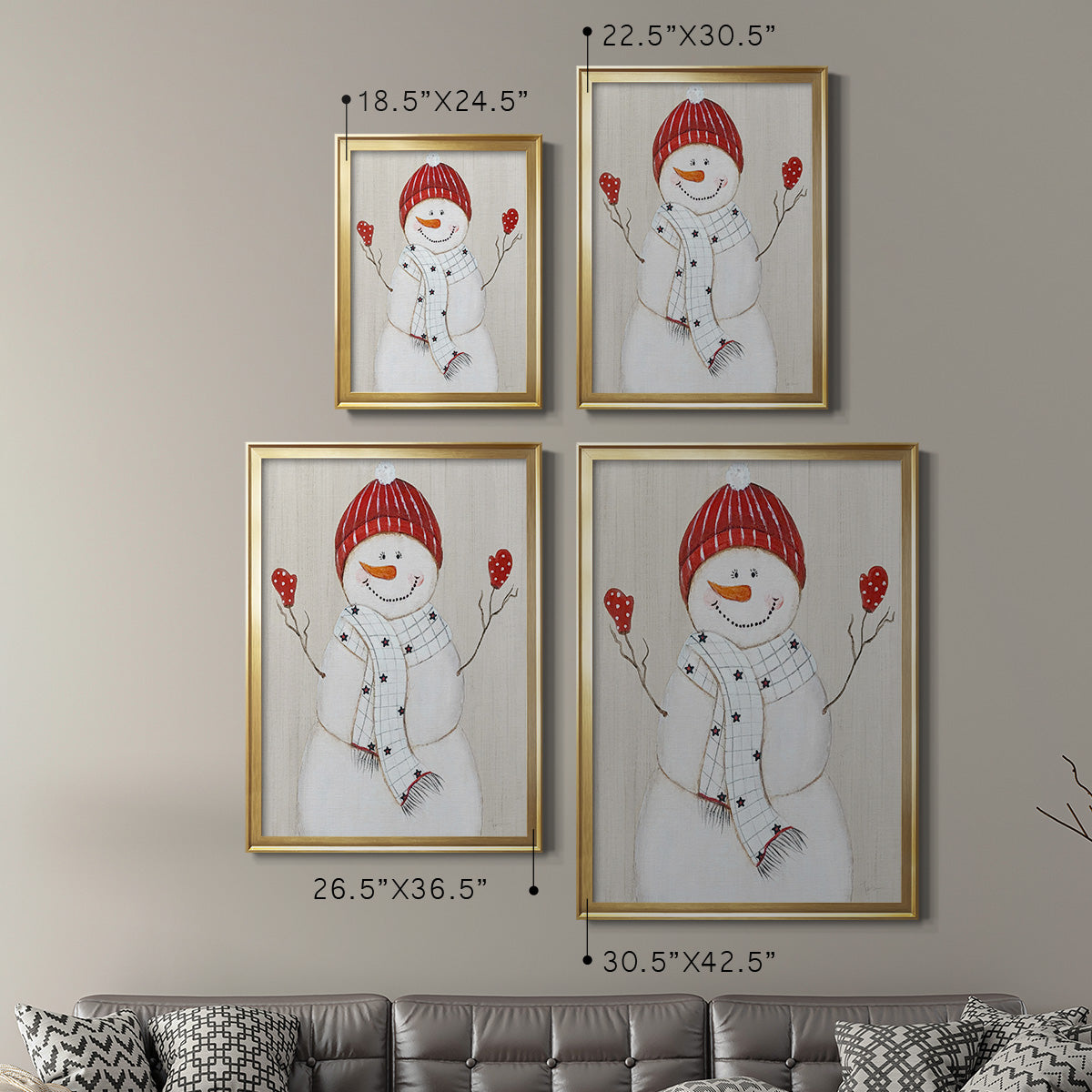 Festive Snowman III - Modern Framed Canvas Print