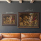 Dramatic biblical painting of Daniel with lions by Peter Paul Rubens in an ornate bronzed mahogany wood frame shown in multiple size options.