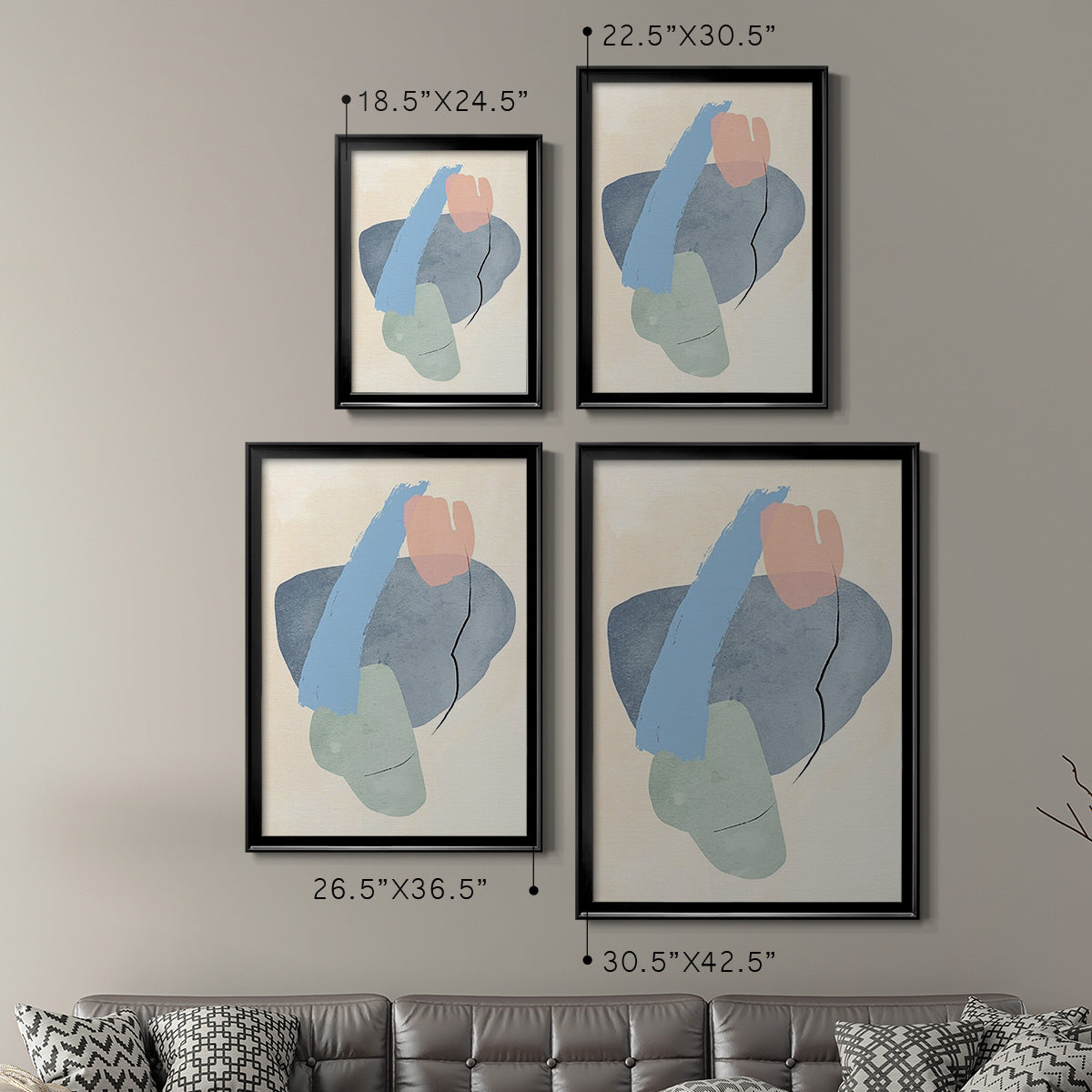 Pastel Assemblage I - Modern Framed Canvas Print