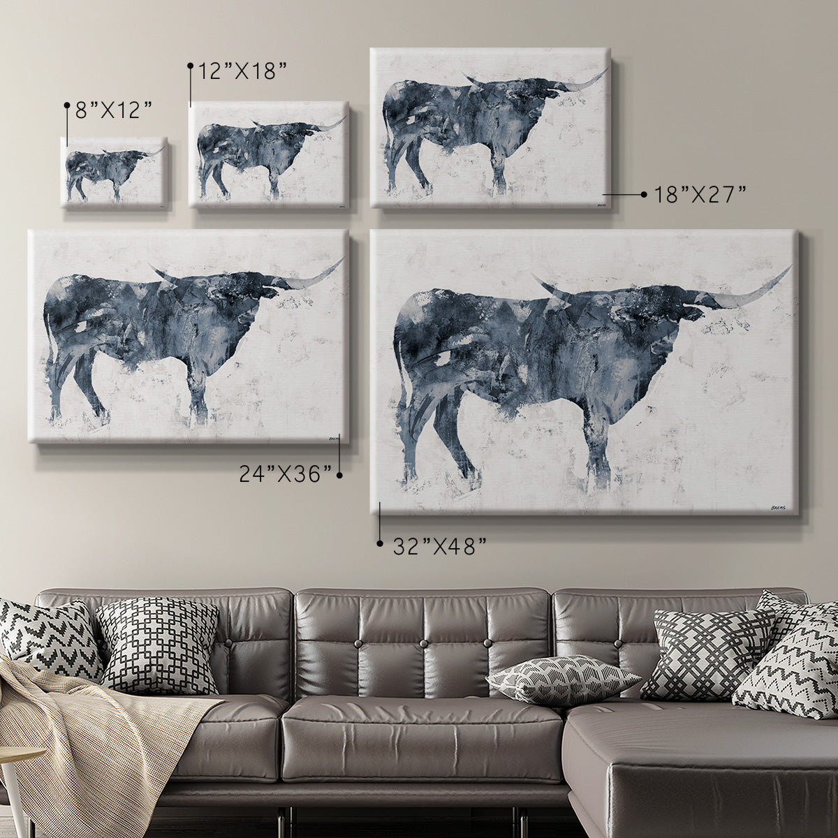 Long Horn Premium Gallery Wrapped Canvas - Ready to Hang