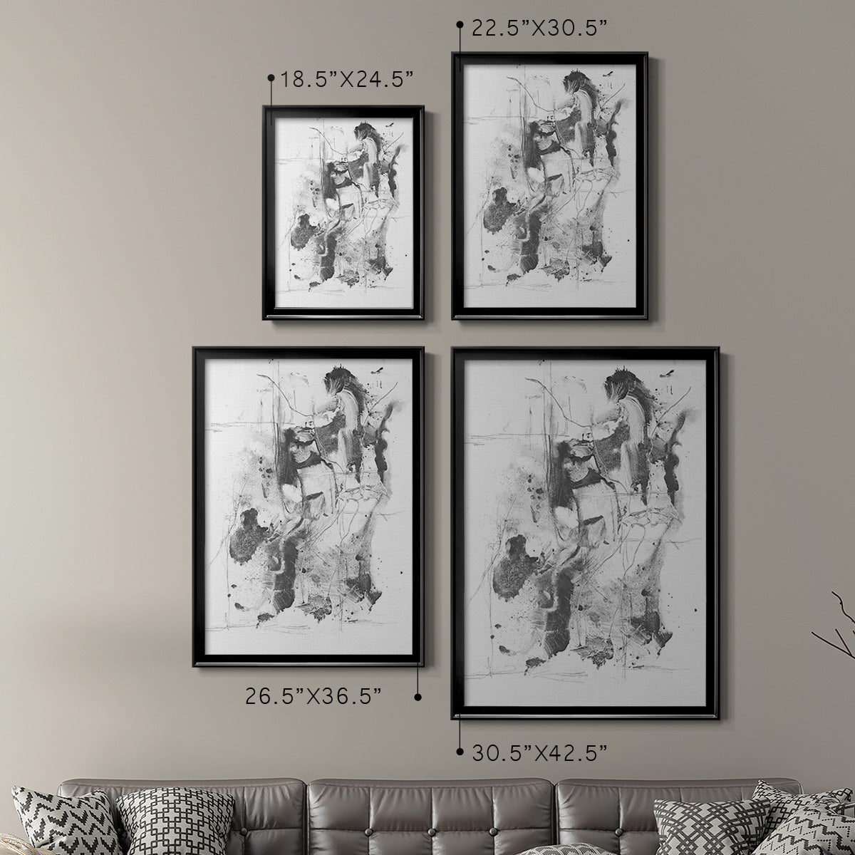 Graphite Abstract I - Modern Framed Canvas Print