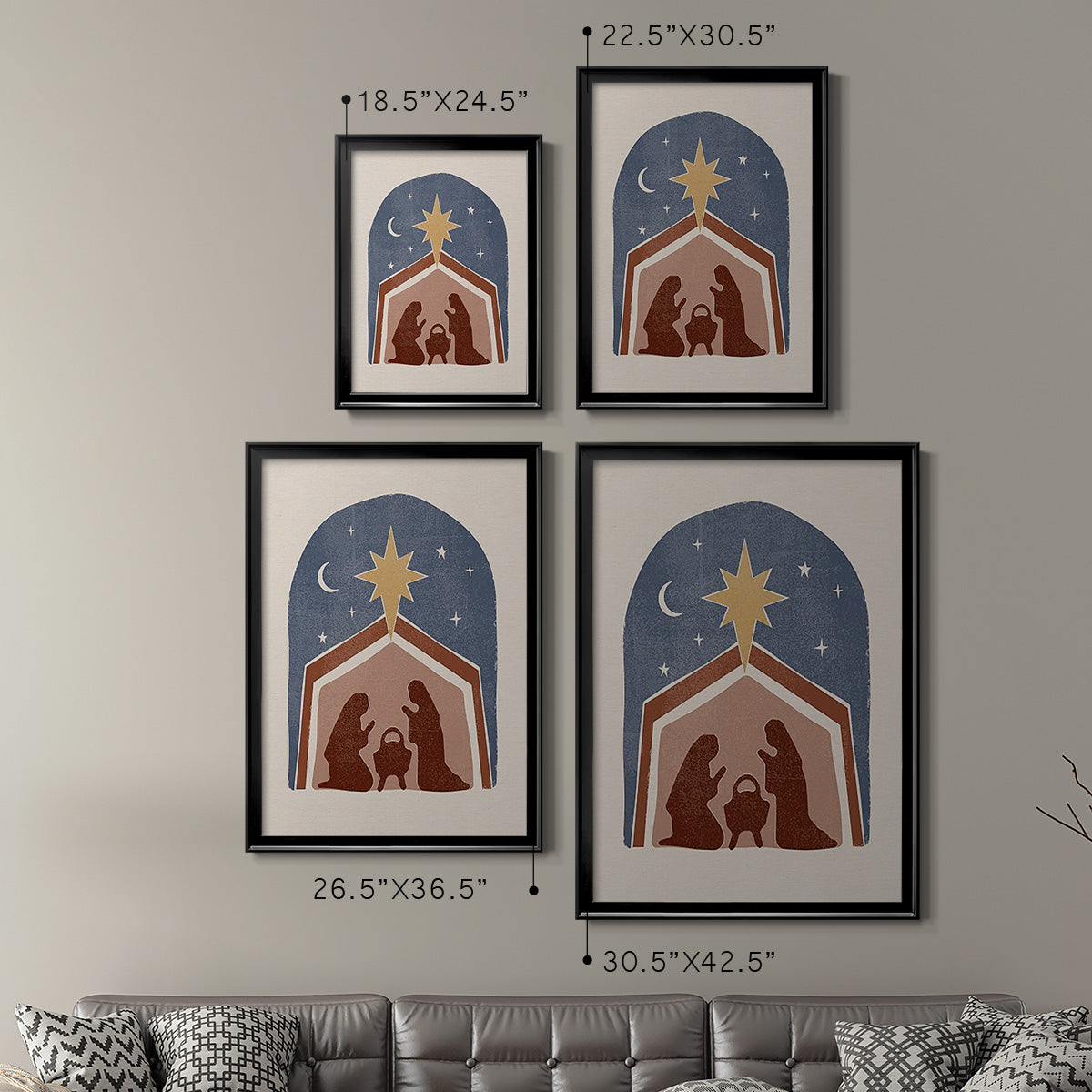 Boho Nativity I - Modern Framed Canvas Print