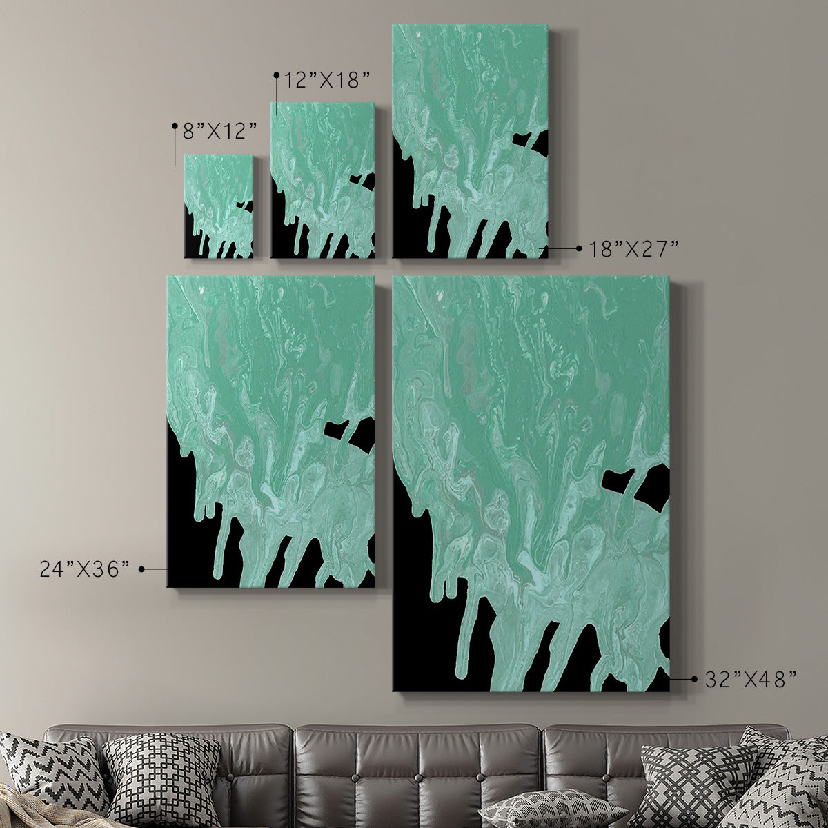 Teal Cascade I Premium Gallery Wrapped Canvas - Ready to Hang