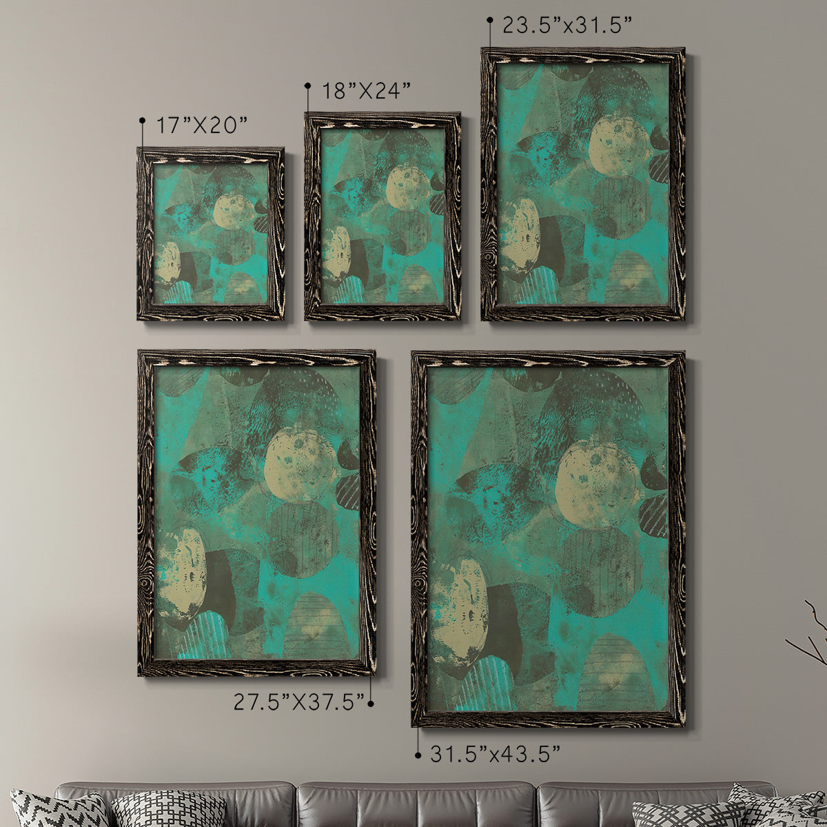 Minty Green Orbs I - Premium Framed Canvas 2 Piece Set - Ready to Hang