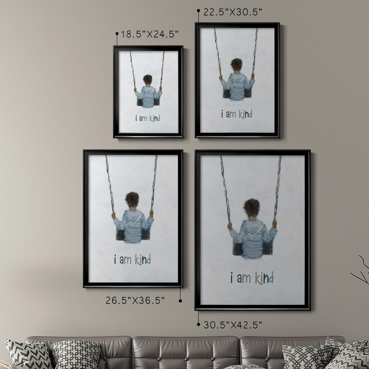 Boy on a Swing - Modern Framed Canvas Print