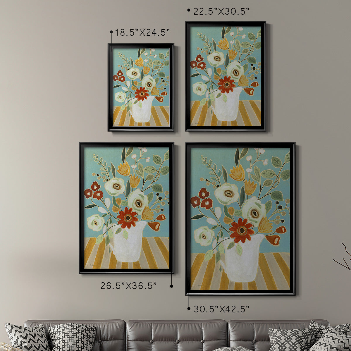 Joyful Blossoms I - Modern Framed Canvas Print