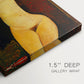 Canvas art print of a reclining nude woman with head turned and elongated body on draped surface, highlighting texture and gallery-wrapped edges