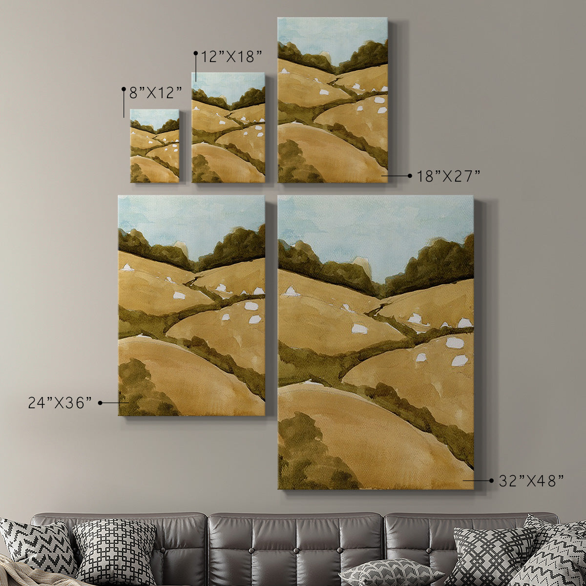 Scattered Sheep I Premium Gallery Wrapped Canvas - Ready to Hang