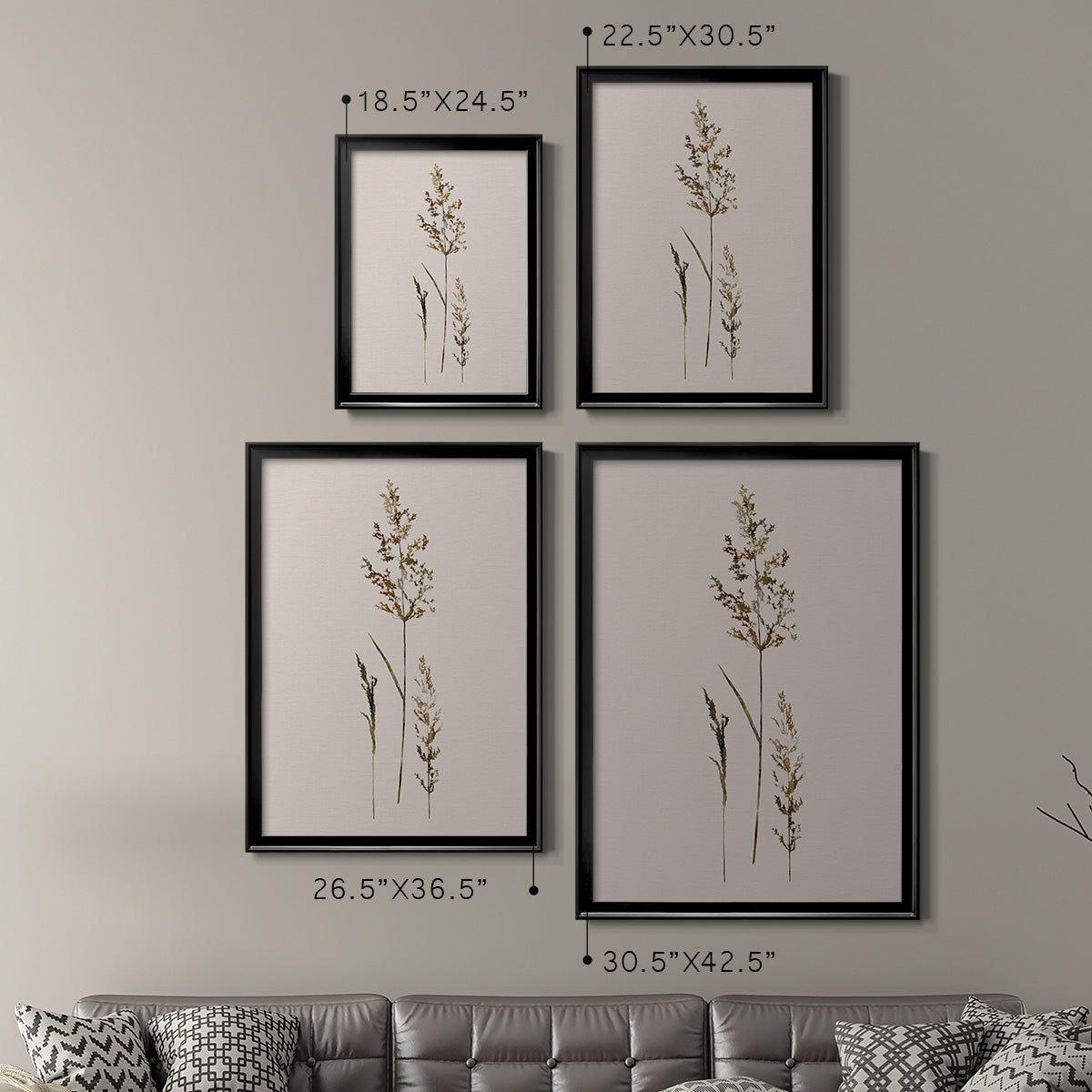 Delicate Stems II - Modern Framed Canvas Print