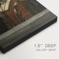 Close-up of a gallery-wrapped canvas corner showing a balanced image with minimal detail and depth, highlighting texture and print detail.
