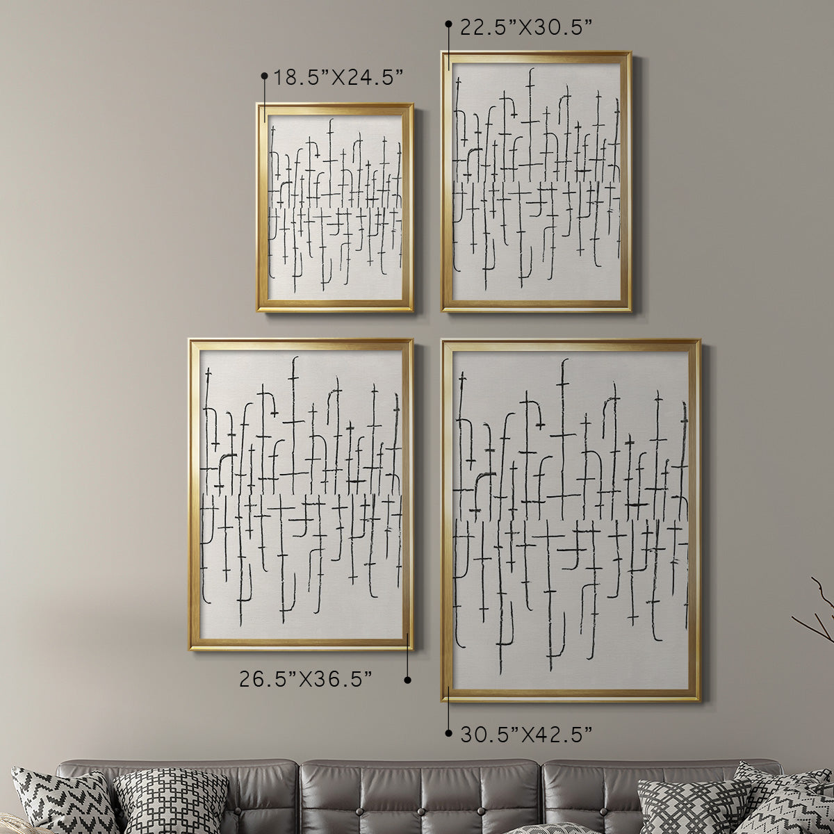 Vertical Arrangement II - Modern Framed Canvas Print
