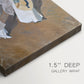 Close-up of a gallery-wrapped canvas corner showing a sunlit moment with soft waves and movement, highlighting texture and print detail.