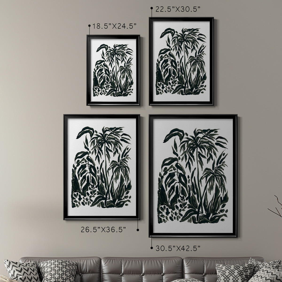 Ink Jungle IV - Modern Framed Canvas Print