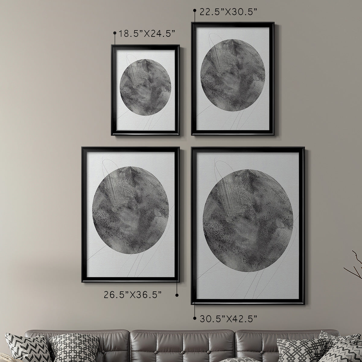 Graphite Moon II - Modern Framed Canvas Print
