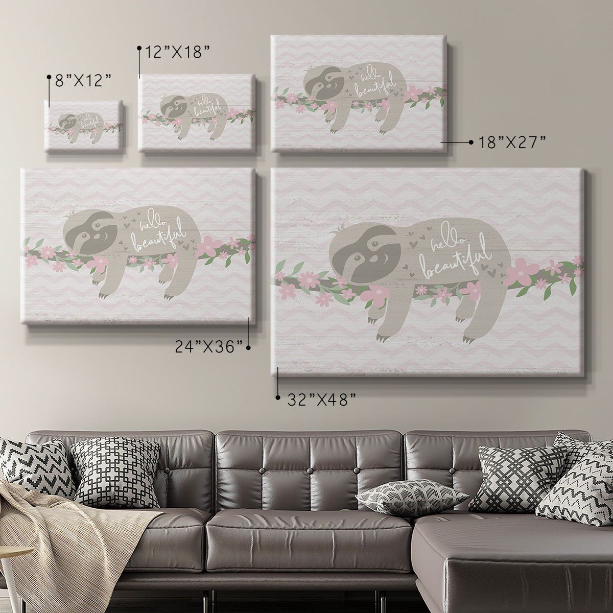 Floral Sloth Premium Gallery Wrapped Canvas - Ready to Hang