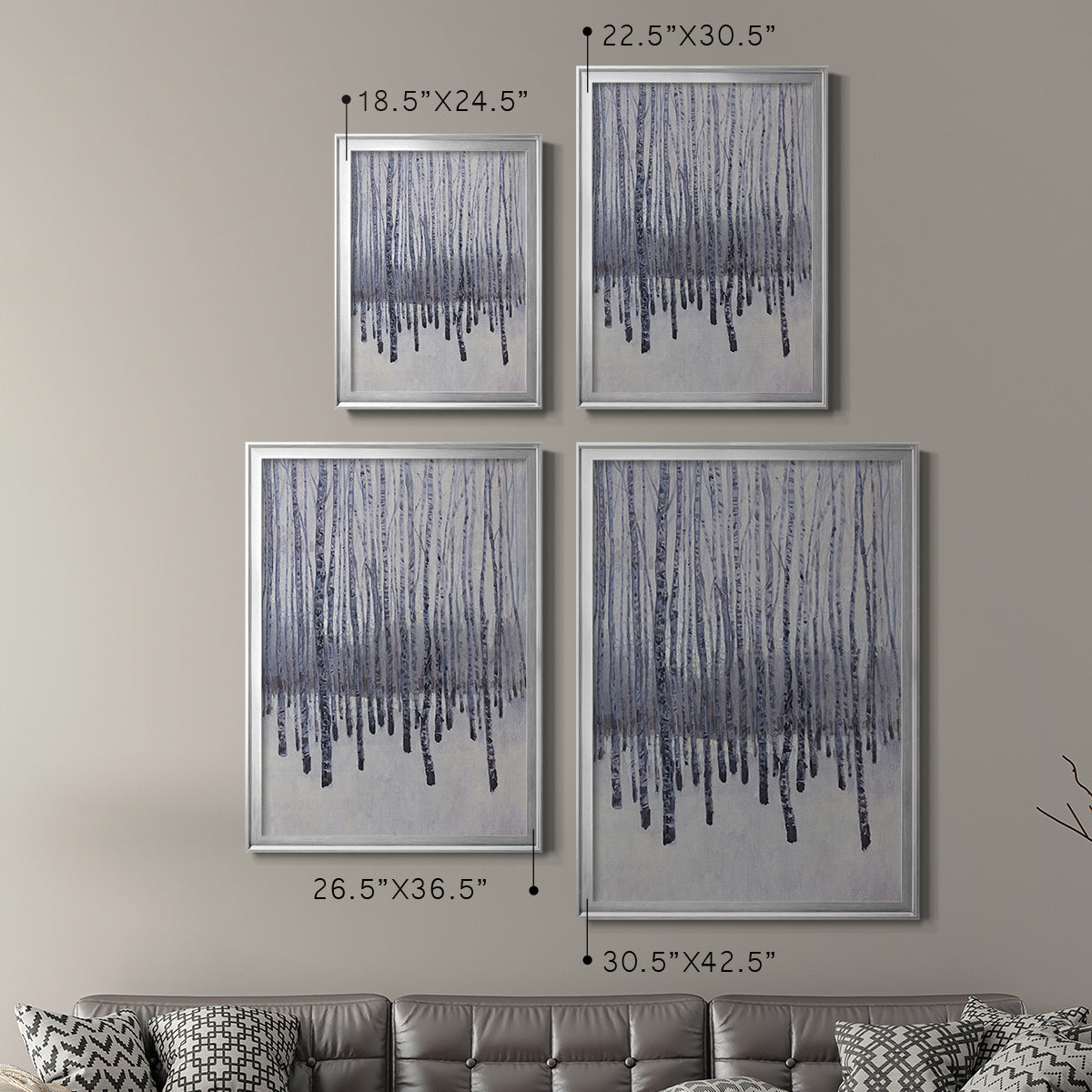 Bare Trees in Winter II - Modern Framed Canvas Print