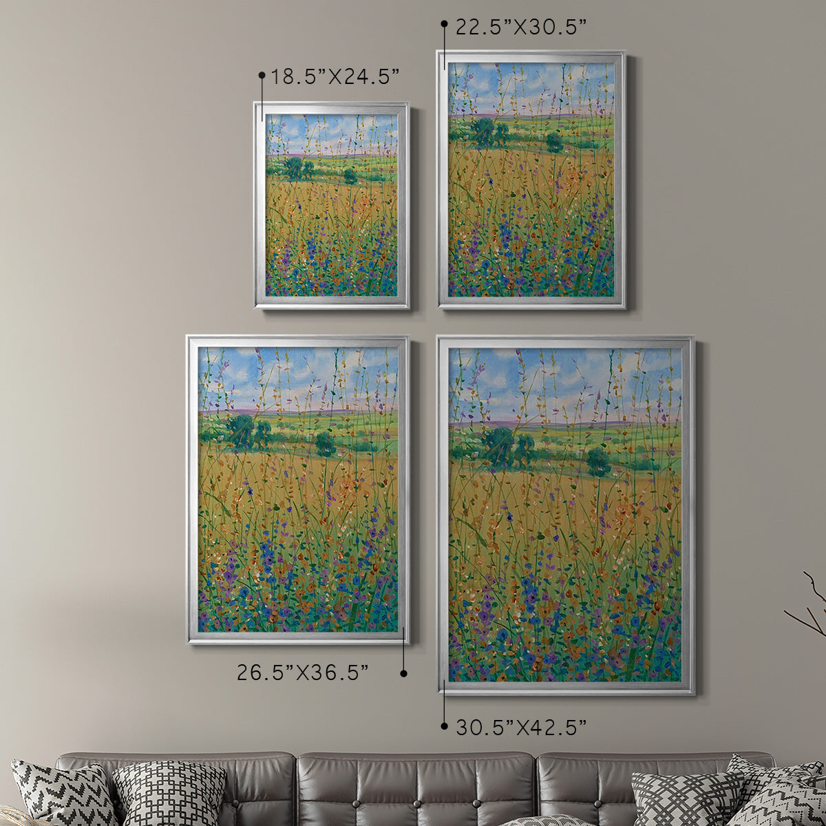 Wildflower Path I - Modern Framed Canvas Print