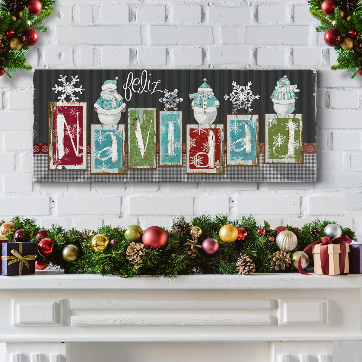 Navidad Blocks Premium Gallery Wrapped Canvas - Ready to Hang