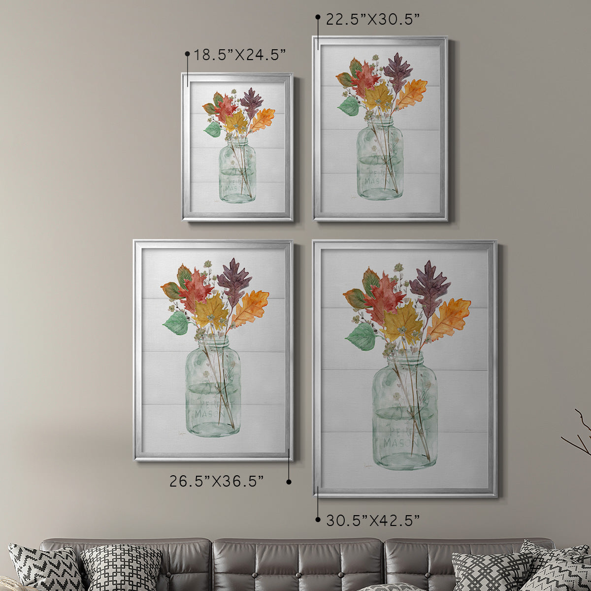 Harvest Home Leaves II - Modern Framed Canvas Print