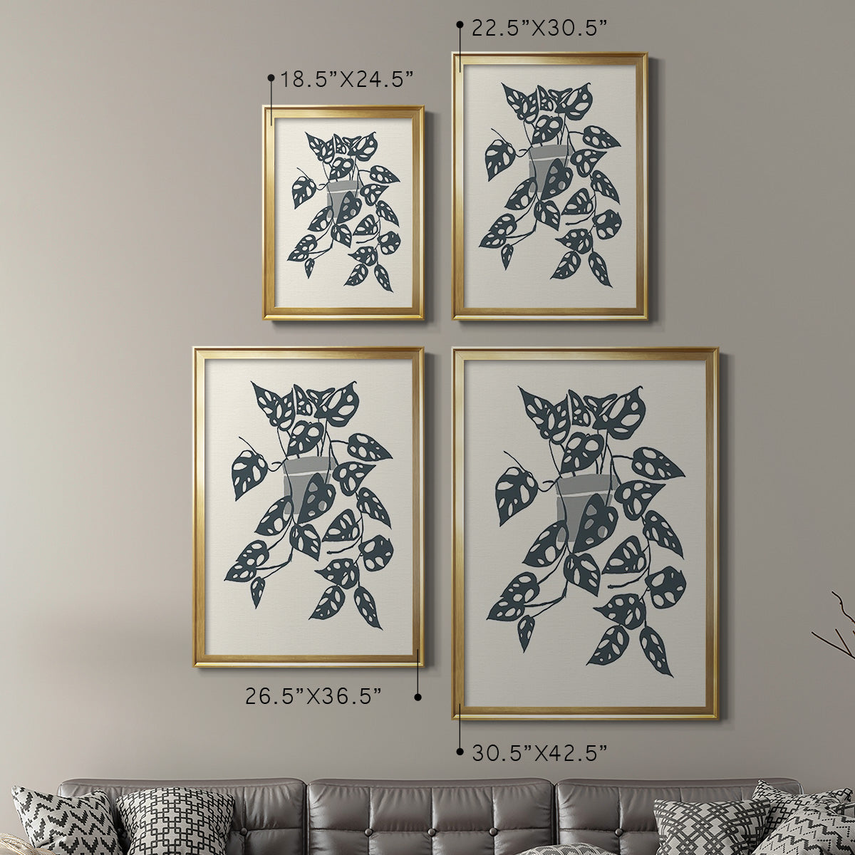 Growing Leaves II - Modern Framed Canvas Print