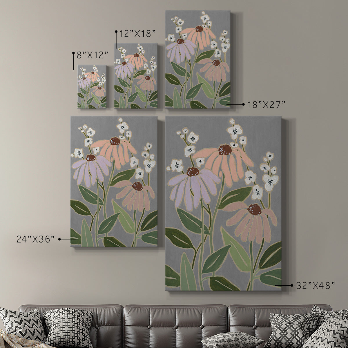 Woodblock Floral I Premium Gallery Wrapped Canvas - Ready to Hang