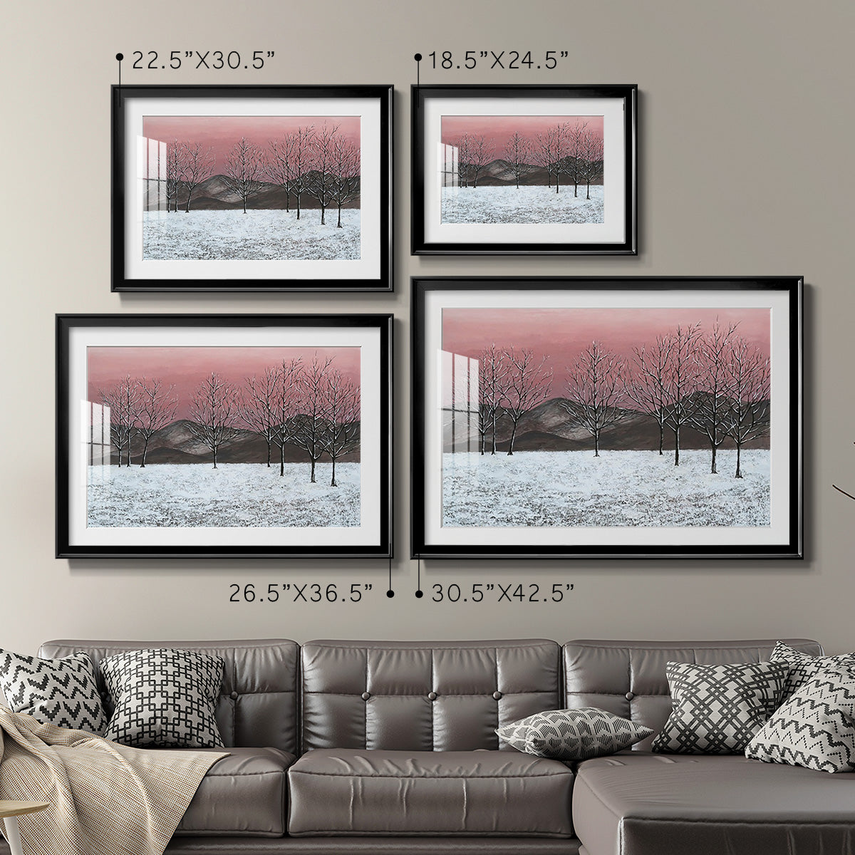 Sunset Snowfall II - Modern Framed Art Print