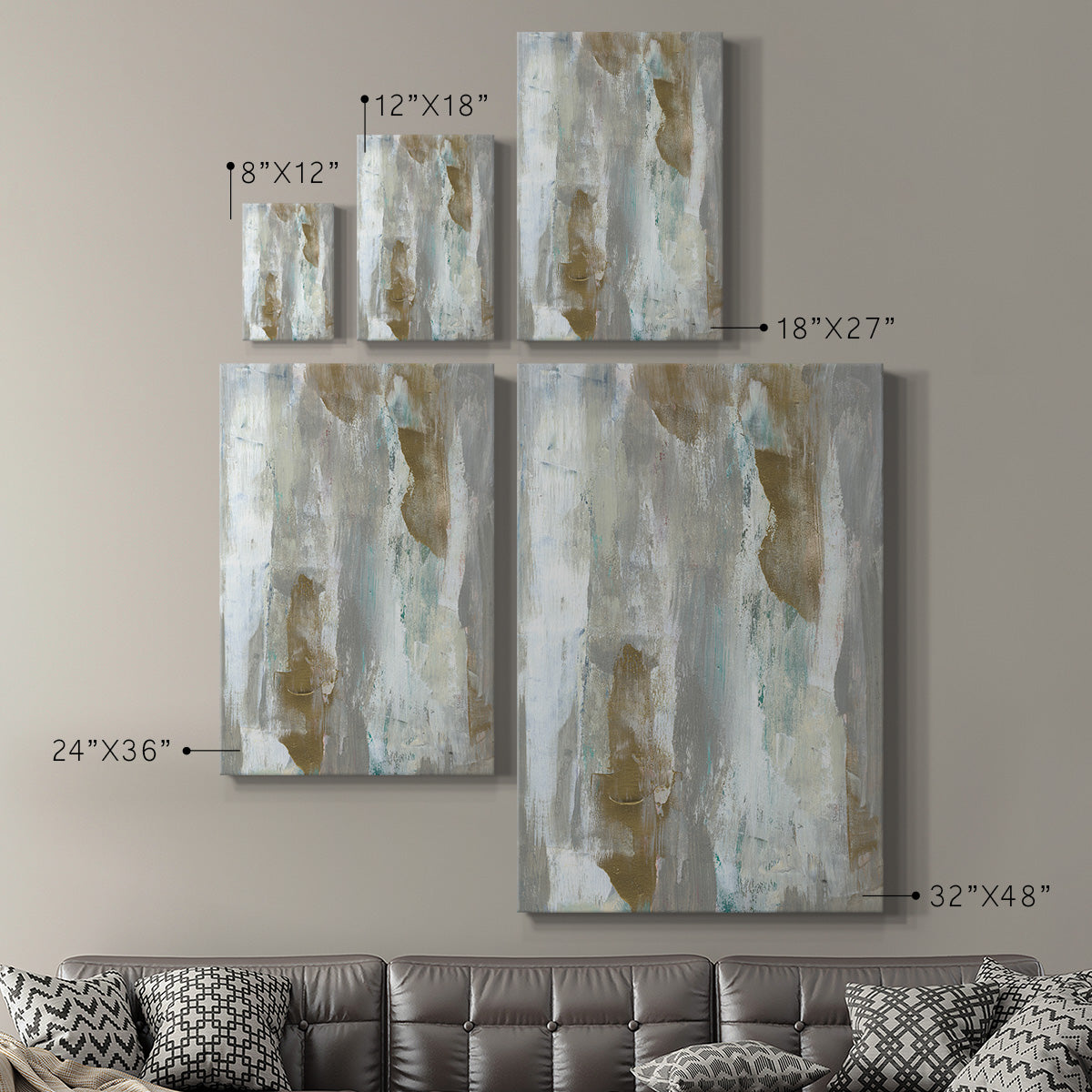 Textured Neutrals & Gold I Premium Gallery Wrapped Canvas - Ready to Hang