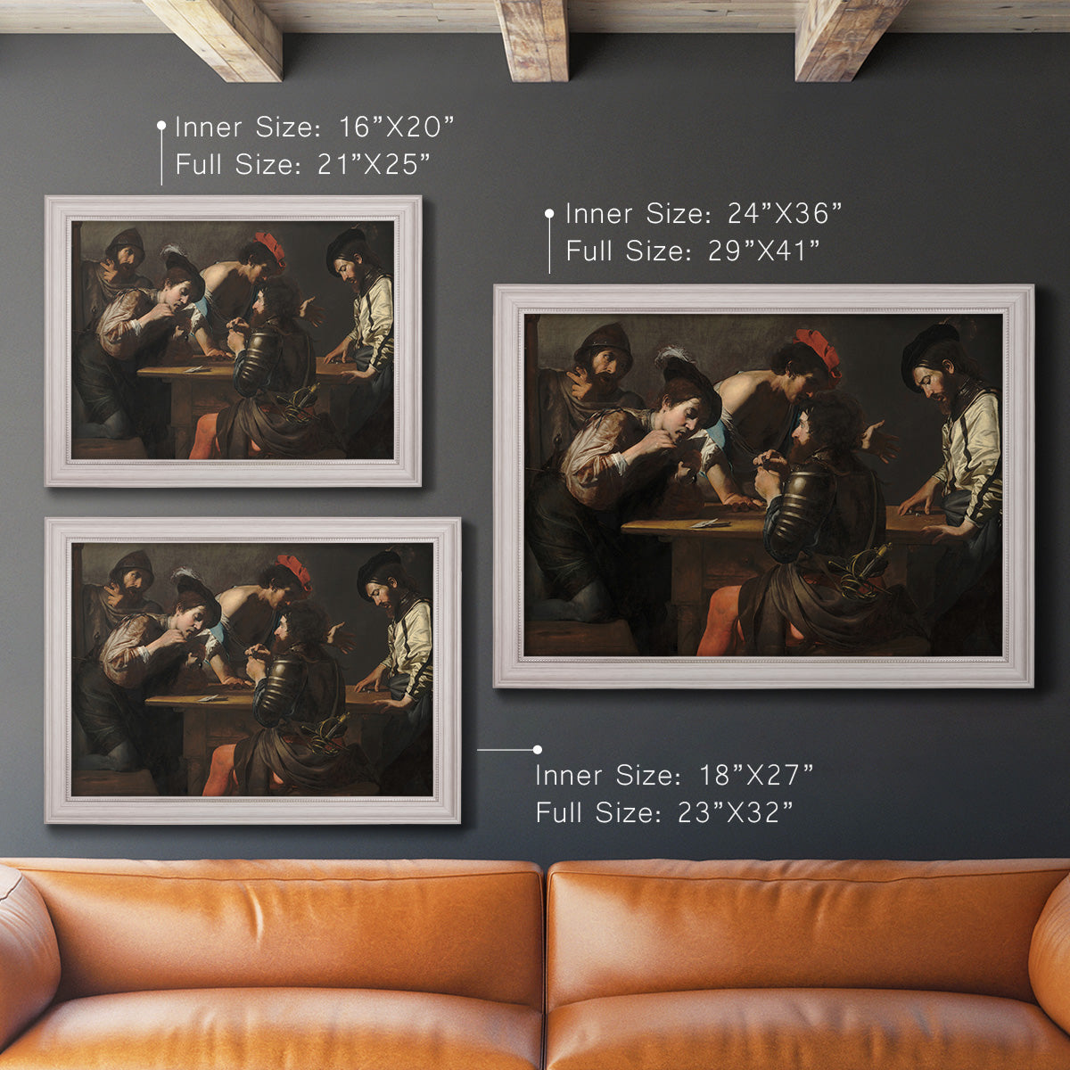 Soldiers Playing Cards and Dice (The Cheats) - Ornate Framed Canvas Print