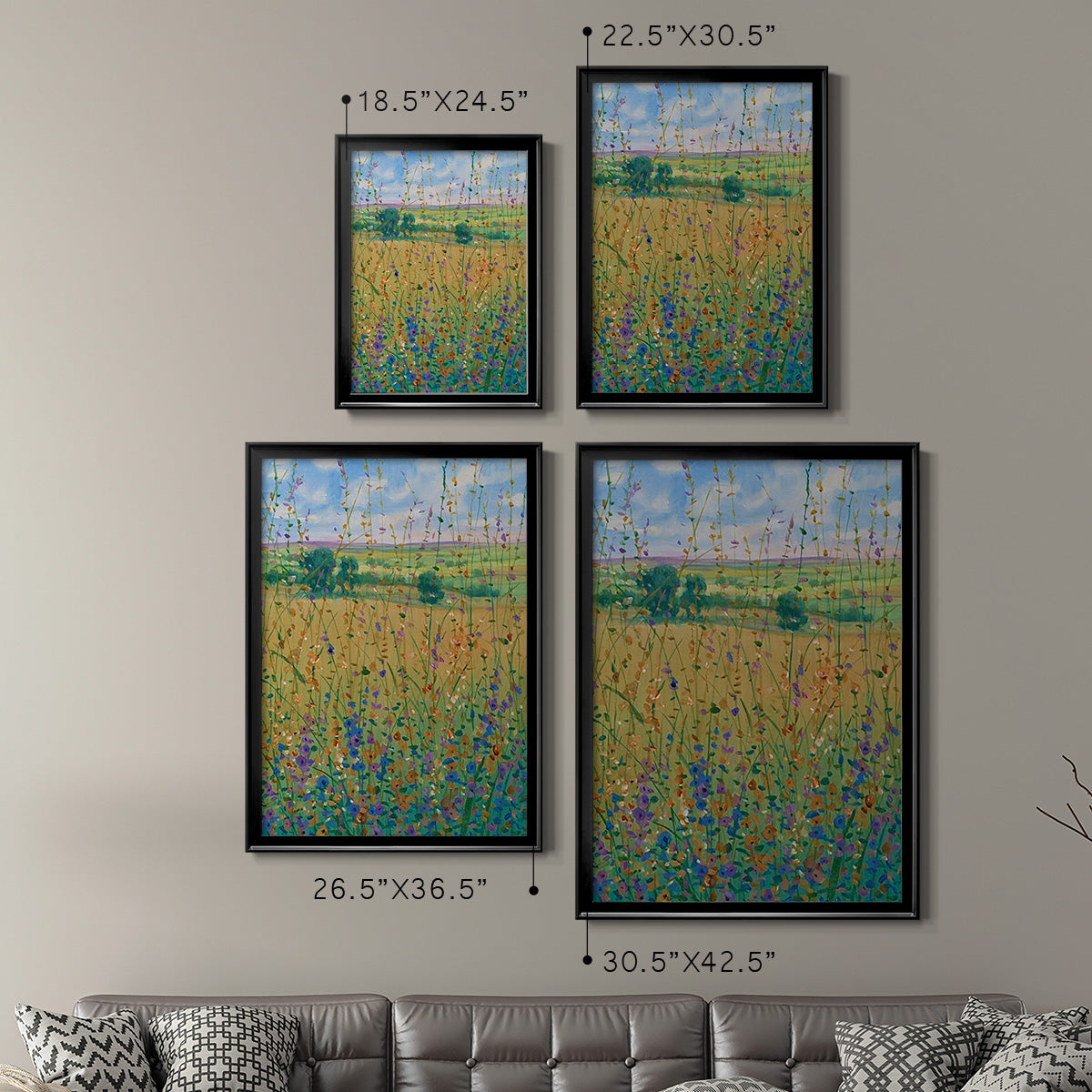 Wildflower Path I - Modern Framed Canvas Print