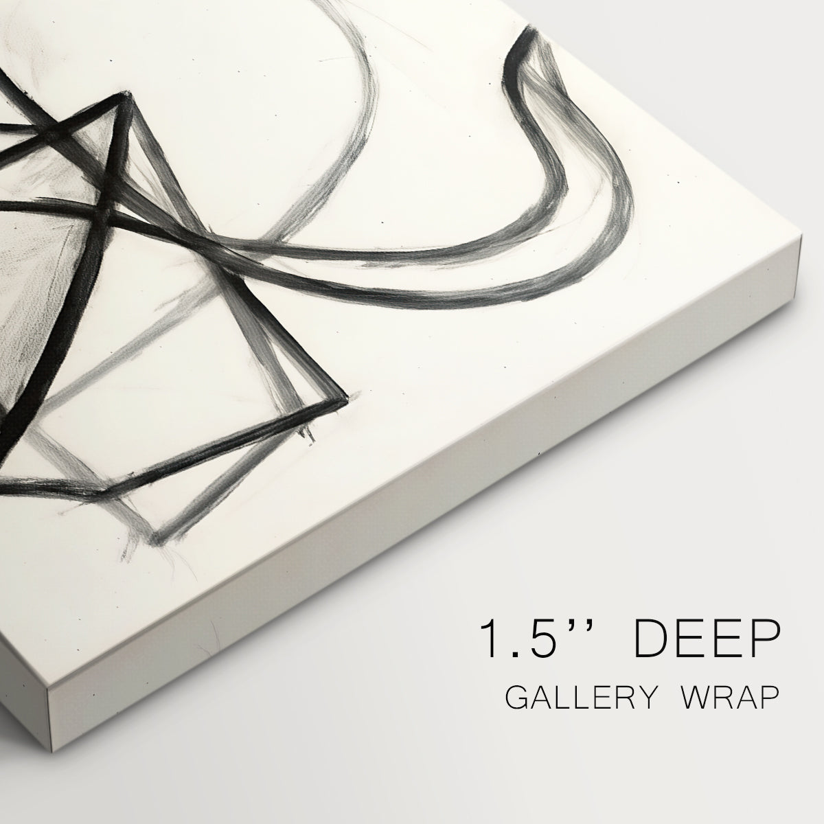 Canvas art print of a simplified line drawing of cat using loose strokes, highlighting texture and gallery-wrapped edges