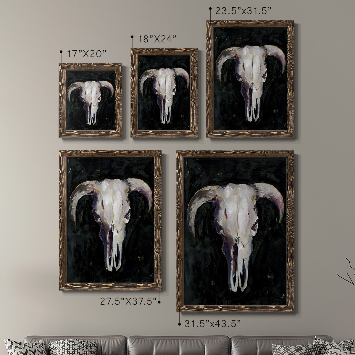 Horned Skull I - Premium Framed Canvas 2 Piece Set - Ready to Hang