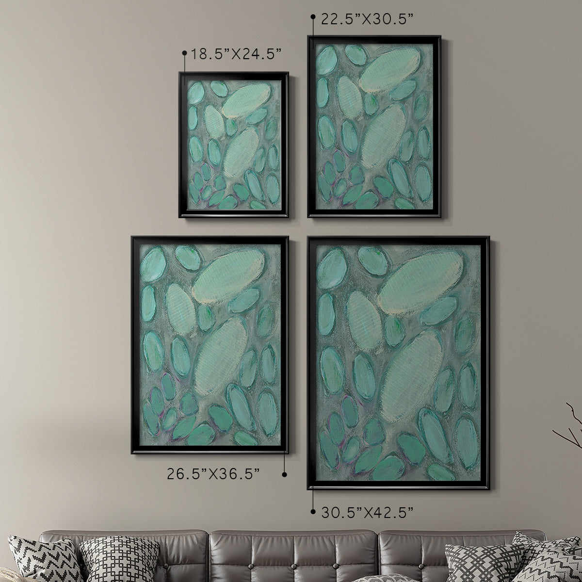 Blue Orbs II - Modern Framed Canvas Print