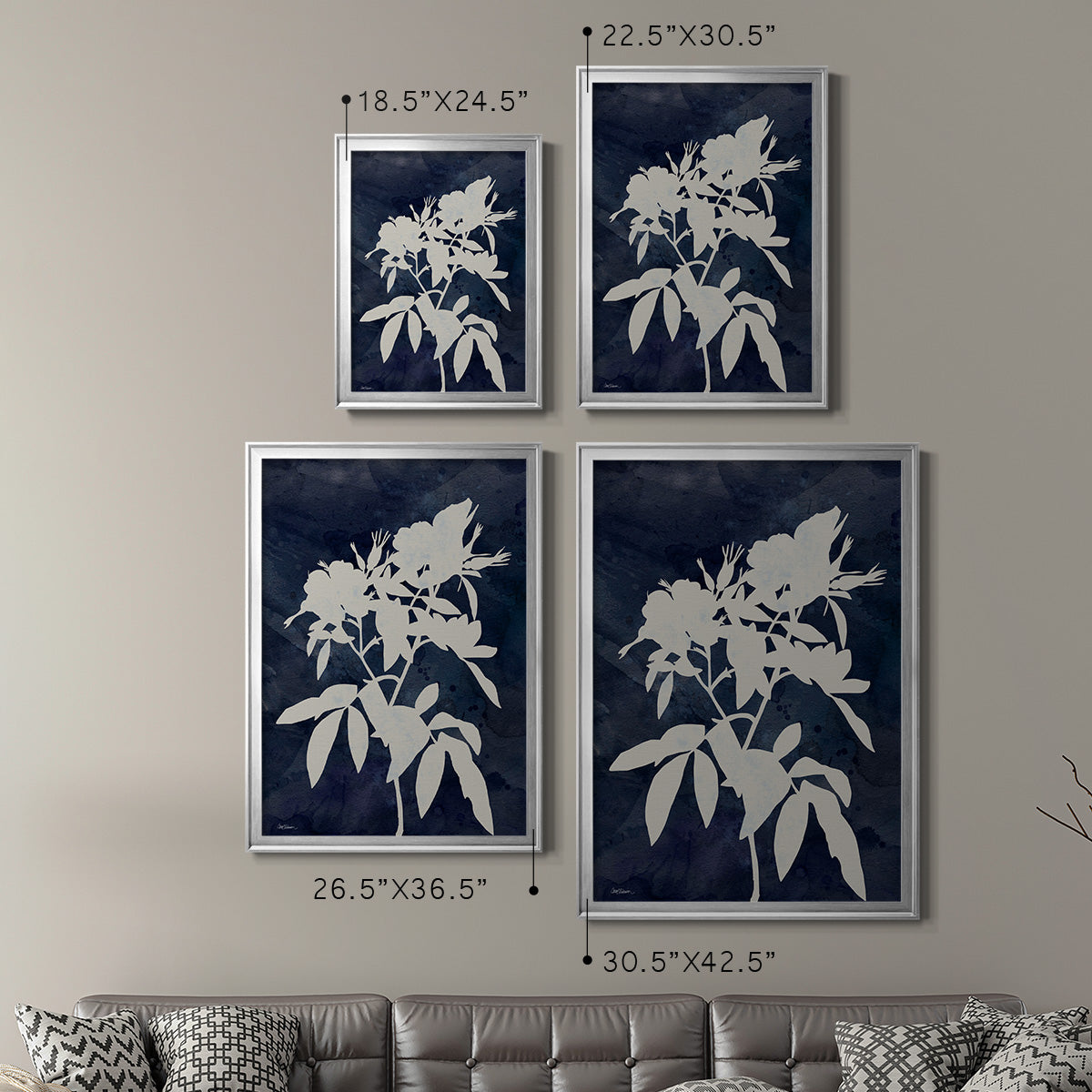Indigo Botanical I Revisited - Modern Framed Canvas Print